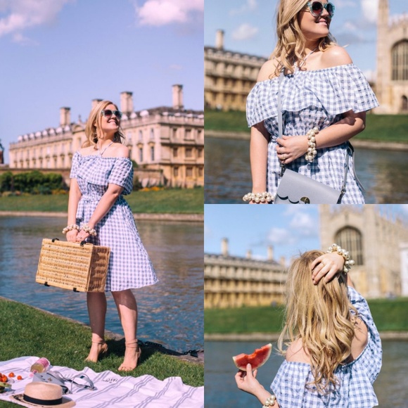 NWT 11•1•Tyhlo Kinsey Gingham Off Shoulder Dress - Picture 2 of 8